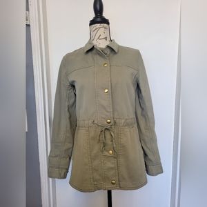 Like New Lucky Brand Sage‎ Army Green Utility Jacket Gold Snap Buttons Small